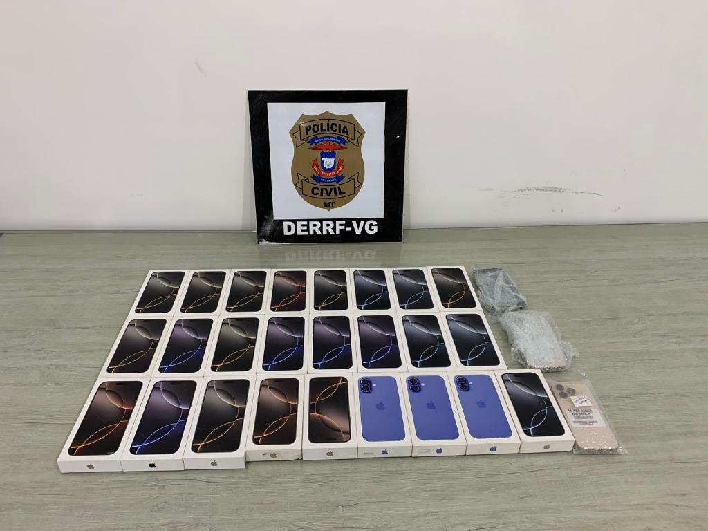 Polícia Civil recupera celulares avaliados em R$ 210 mil furtados de loja em Várzea Grande