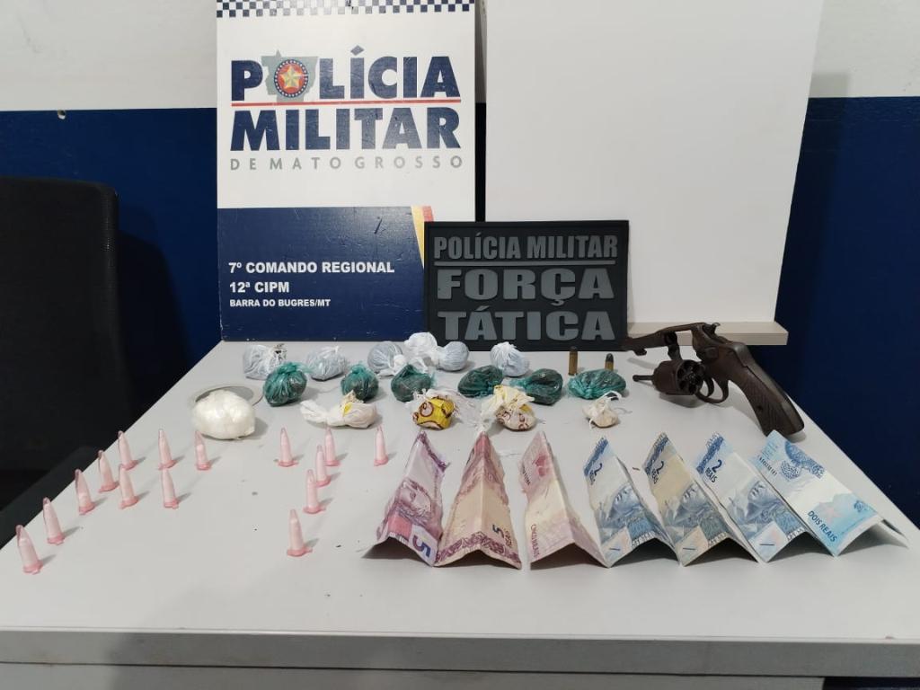 Força Tática prende faccionado com drogas e arma de fogo em Barra do Bugres