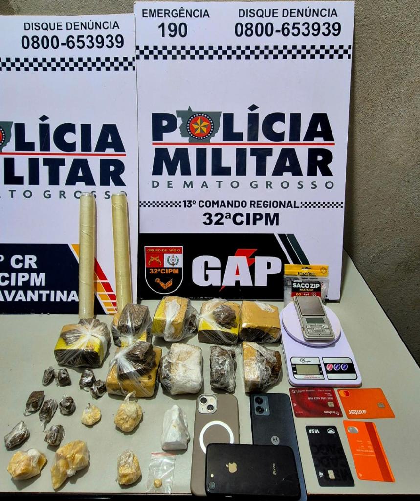 PM prende três faccionados por tráfico de drogas e apreende dois quilos de entorpecentes