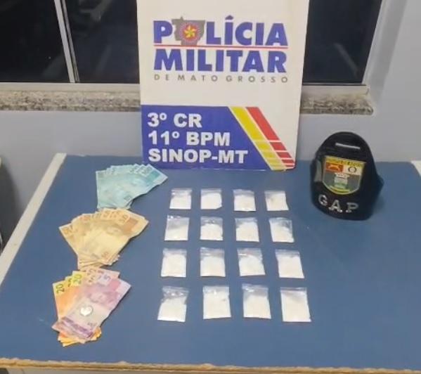 Polícia Militar prende faccionado por tráfico e apreende mais de R$ 3 mil em Sinop